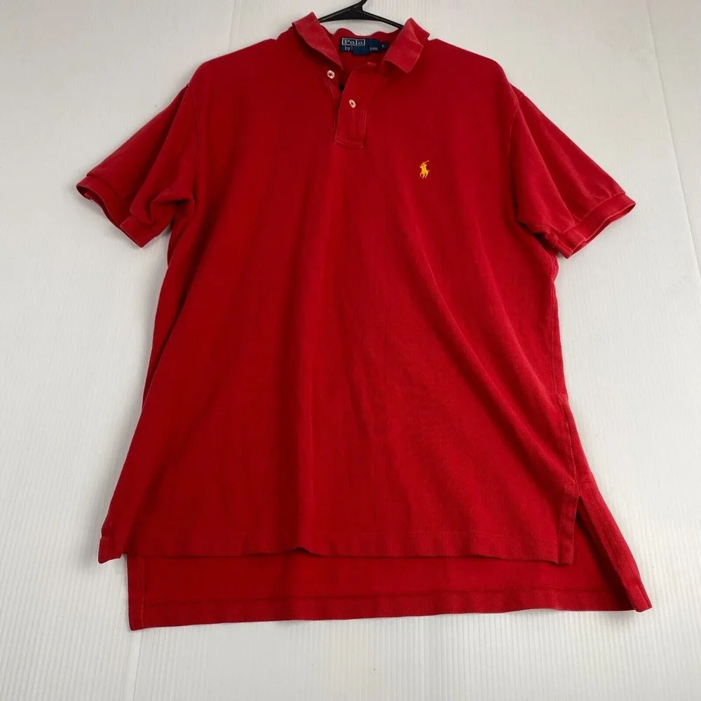 Polo by Ralph‎ Lauren Men's Size Large Red Polo Shirt Vintaje 90s